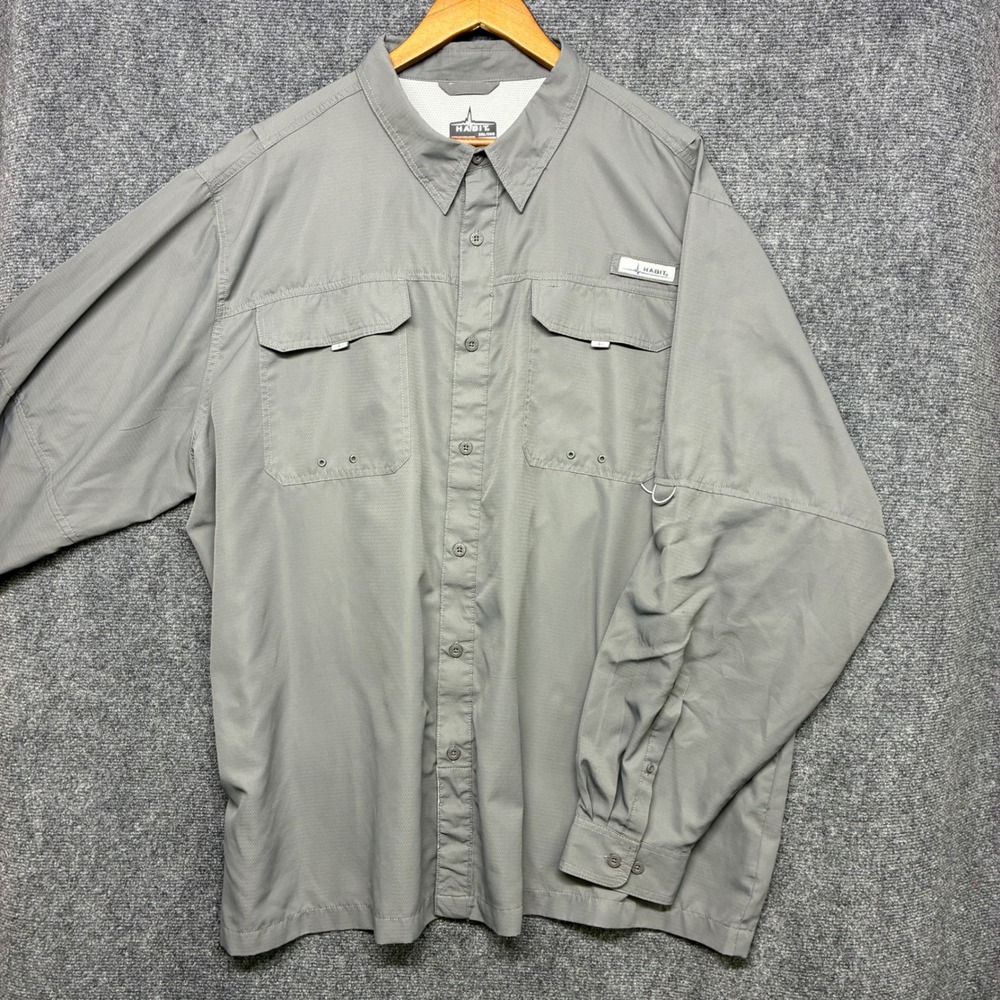 Habit Fishing Shirt 3XL Granite Gray Long Sleeve UPF 40+ Ventilated TS1488